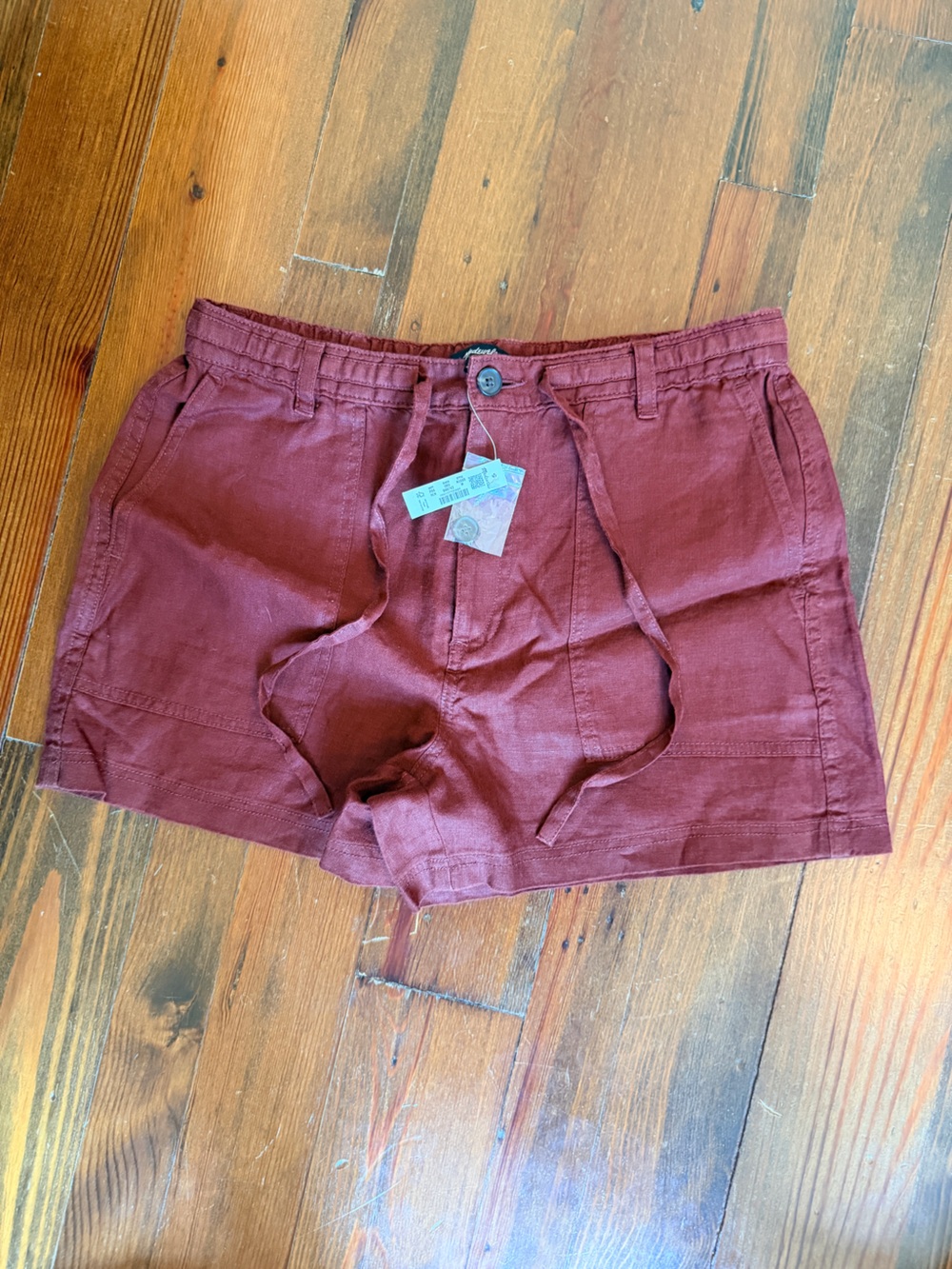 NWT Madewell 100% Linen Rust Mid Rise Shorts - M